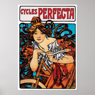 Pôster Alphonse Mucha - Cycles Perfecta Arte Novo Retrô