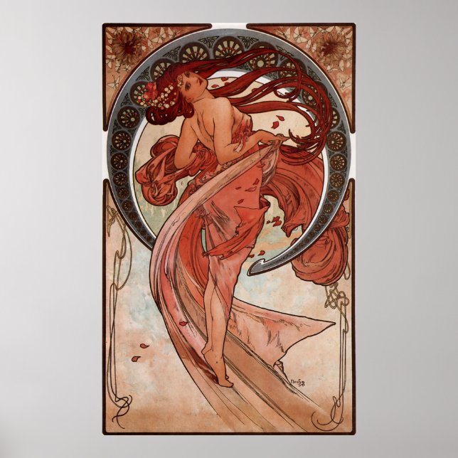 Poster Alphonse Mucha, Dança. (Frente)
