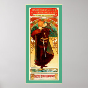 Pôster ~ Alphonse Mucha de Hamlet do ~ de Sarah Bernhardt