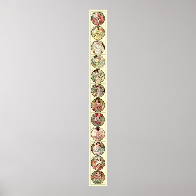 Pôster Alphonse Mucha Doze Meses Do Ano (Frente)