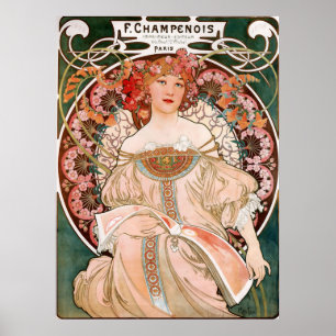 Poster Alphonse Mucha - F. Champenois Imprimeur-Editeu