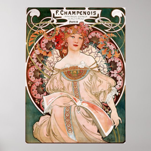 Poster Alphonse Mucha - F. Champenois Imprimeur-Editeu (Frente)