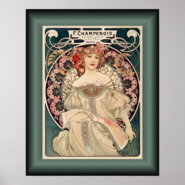 Poster Alphonse Mucha ~ F. Champenois Imprimeur Editeur ~ (Frente)