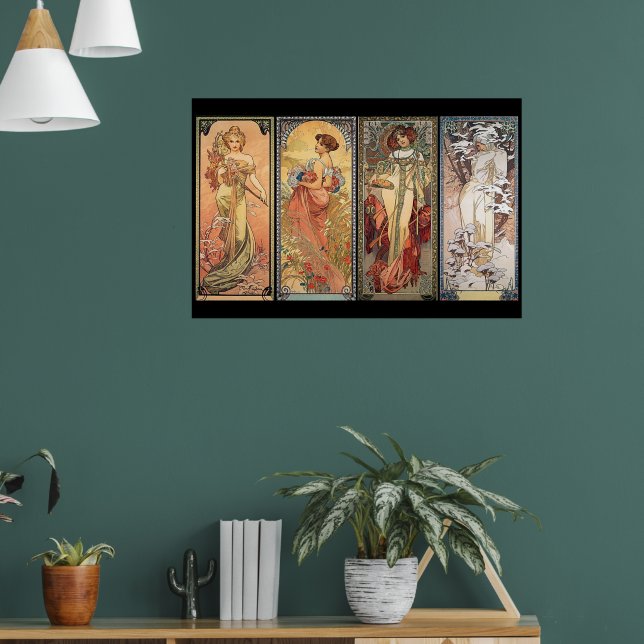 Pôster Alphonse Mucha Four Seasons | Zazzle Brasil