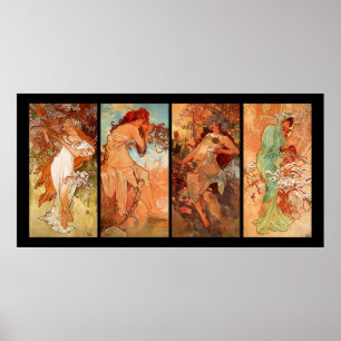 Poster Alphonse Mucha Four Seasons