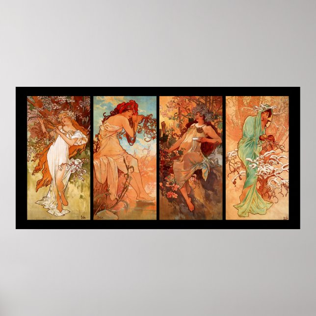 Poster Alphonse Mucha Four Seasons (Frente)