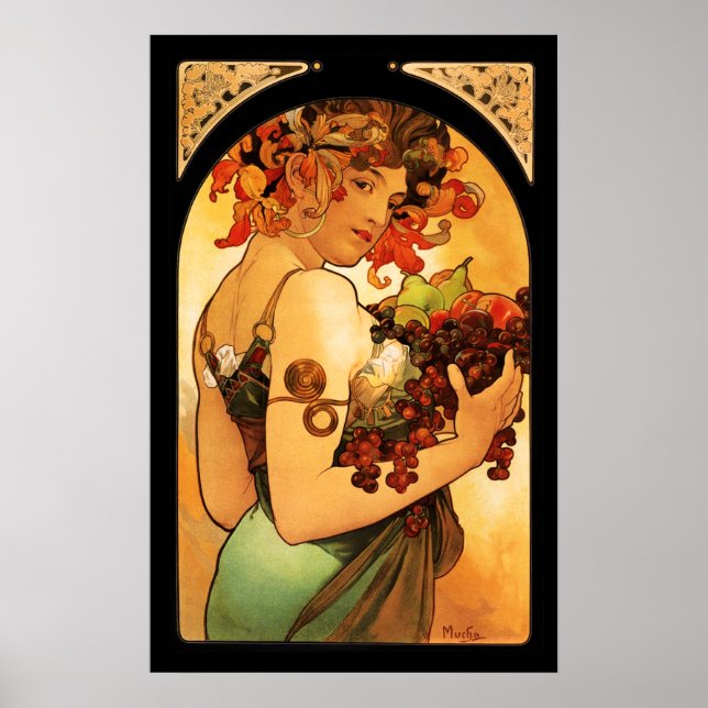 Pôster Alphonse Mucha Fruta (Frente)