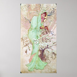 Pôster Alphonse Mucha Hiver/inverno, 1896
