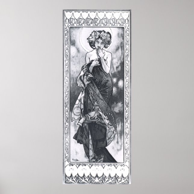 Pôster Alphonse Mucha. La Lune/Moon 1902 (Frente)
