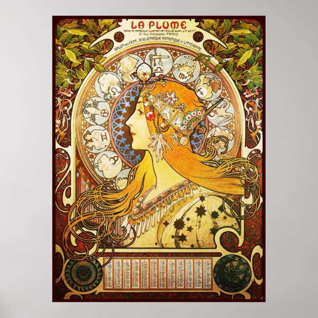 Pôster Alphonse Mucha La Plume (Frente)