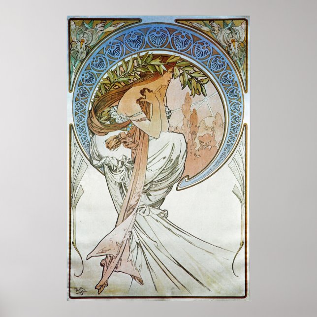 Pôster Alphonse Mucha. La Poesie, 1898 (Frente)