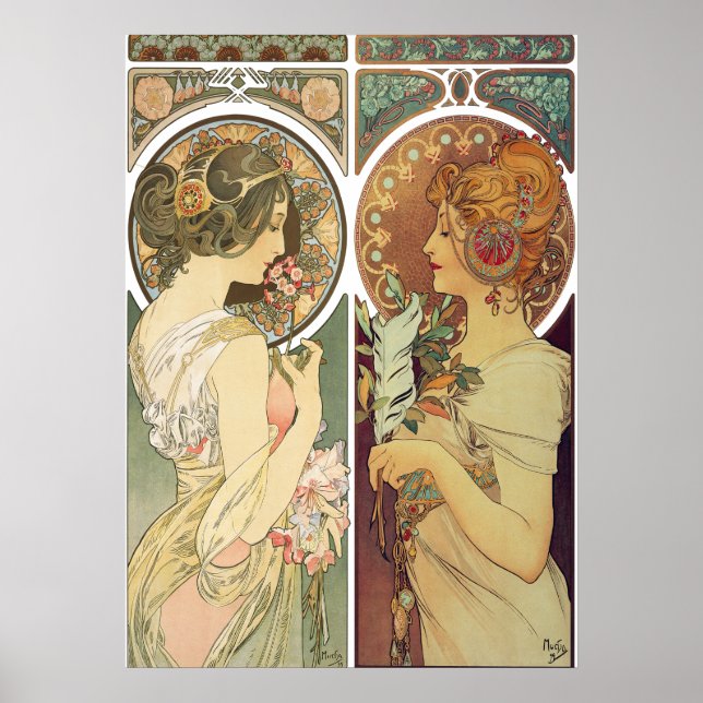 Poster Alphonse Mucha - La Primevere & La Plume (Frente)