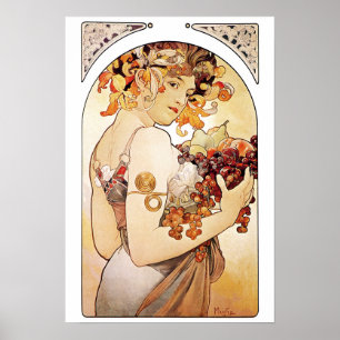 Pôster Alphonse Mucha Lady Com Fruta