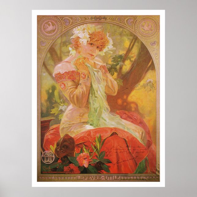 Pôster Alphonse Mucha. Lefevre-Utile, Sarah Bernhardt (Frente)