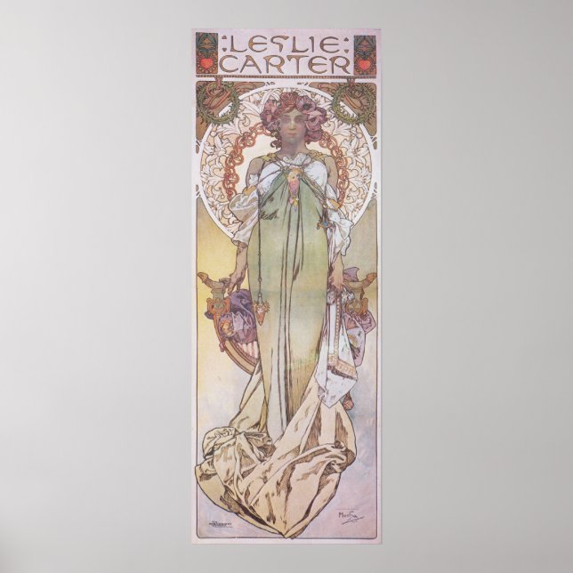 Pôster Alphonse Mucha. Leslie Carter, 1908 (Frente)