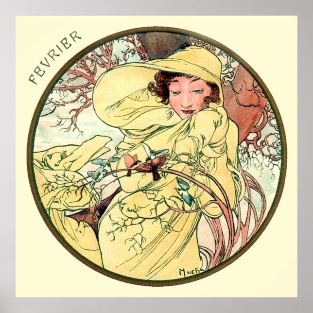 Poster Alphonse Mucha Mês De Fevereiro (Frente)
