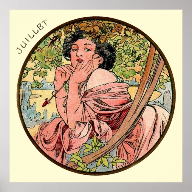 Pôster Alphonse Mucha Mês De Julho (Frente)