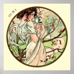 Pôster Alphonse Mucha Mês De Maio