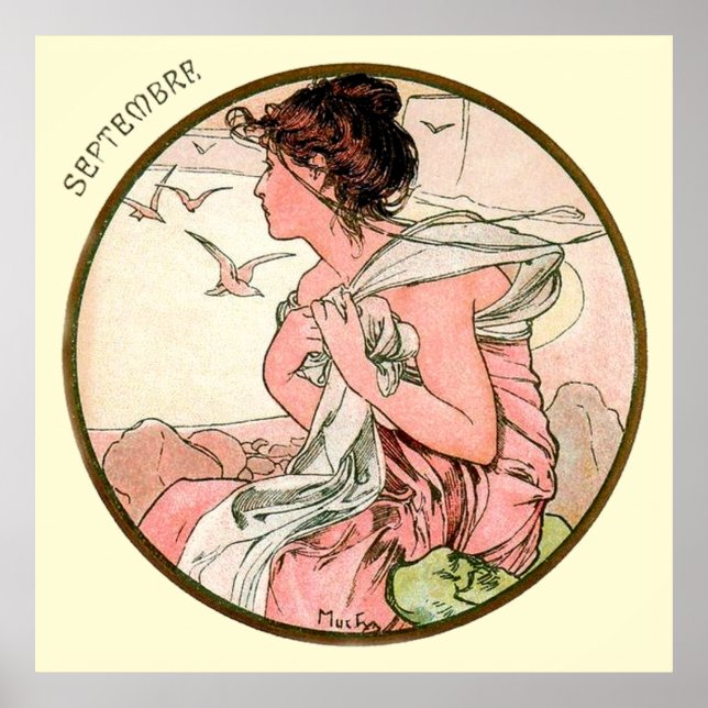 Poster Alphonse Mucha Mês De Setembro (Frente)