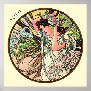 Pôster Alphonse Mucha Month Of June