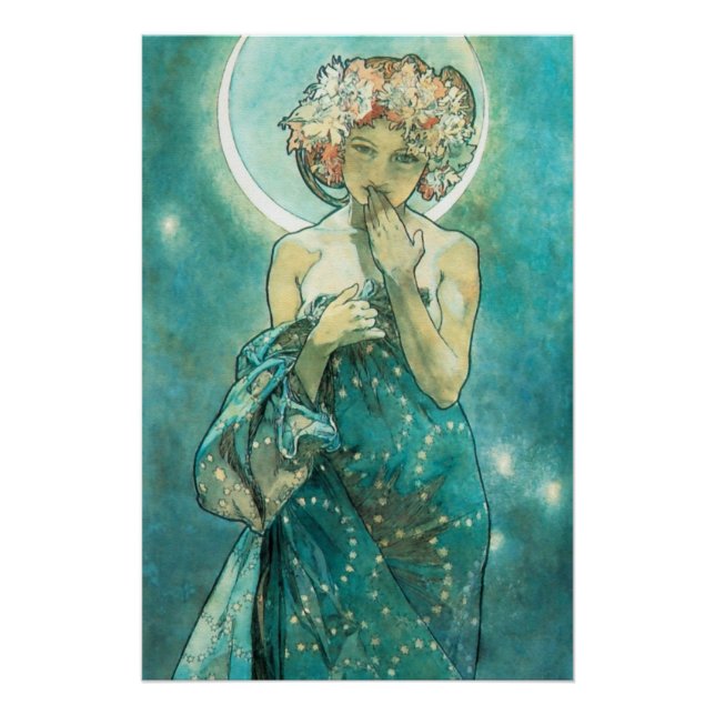 Pôster Alphonse Mucha Moonlight Clair De Lune Art Nouveau (Frente)