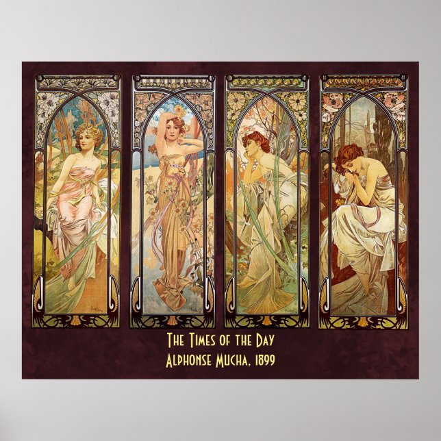 Poster Alphonse Mucha, O Momento do Dia (Frente)