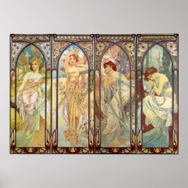 Poster Alphonse Mucha - Os tempos do dia