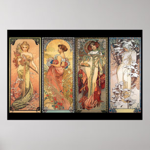 Pôster Alphonse Mucha quatro estações