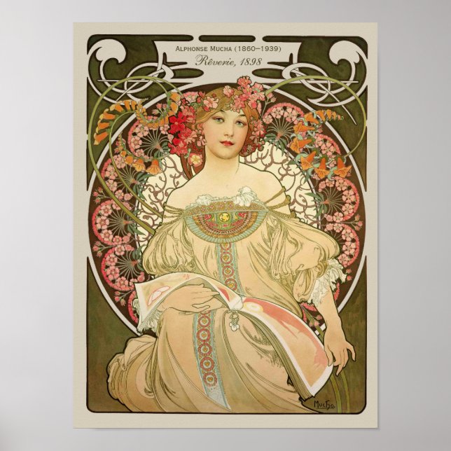 Pôster Alphonse Mucha Rêverie DaydreC0105 Art Nouveau (Frente)