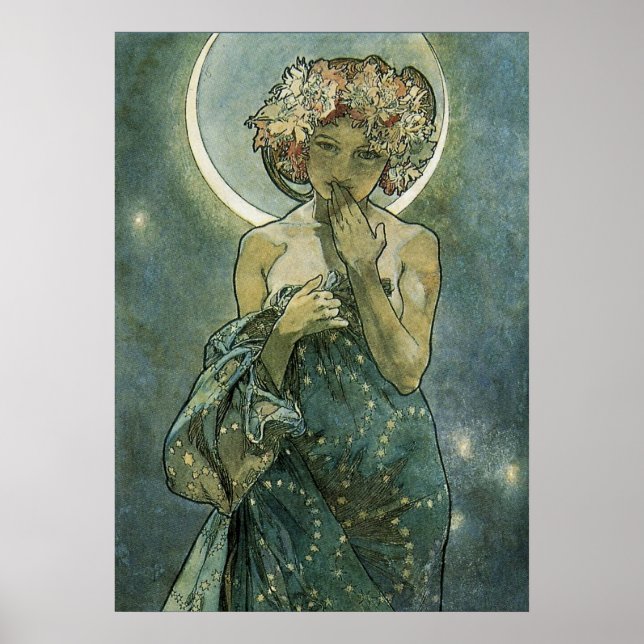 Pôster Alphonse Mucha Stunning Art Nouveau Mulher #18 (Frente)
