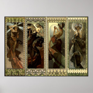 Pôster Alphonse Mucha Stunning Art Nouveau Mulher #34