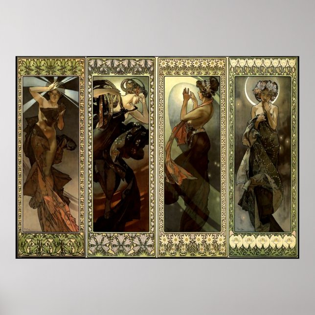 Pôster Alphonse Mucha Stunning Art Nouveau Mulher #34 (Frente)
