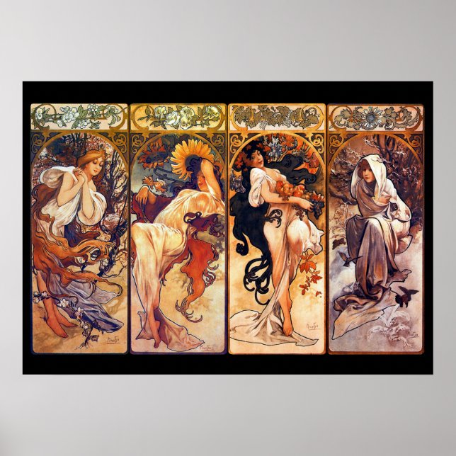 Poster Alphonse Mucha Stunning Art Nouveau Tableau #37 (Frente)