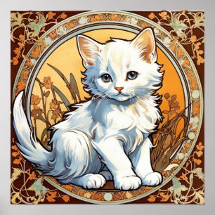 Poster Alphonse Mucha Style Cat