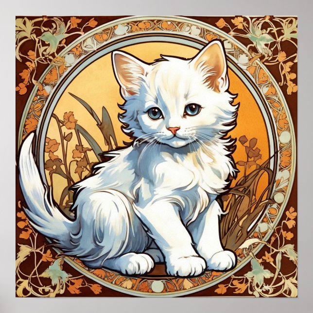 Poster Alphonse Mucha Style Cat (Frente)