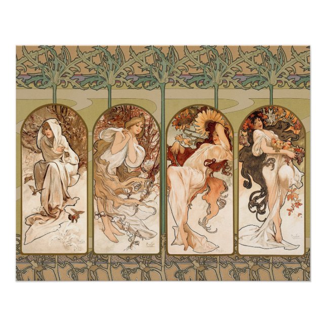 Pôster Alphonse Mucha The Seasons 1897 Art Nouveau (Frente)