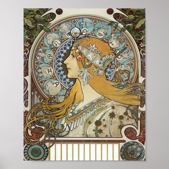 Poster Alphonse Mucha Zodiac Restaurado (Frente)