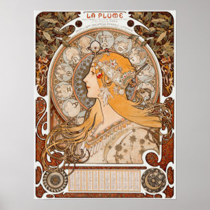 Poster Alphonse Mucha   Zodiaque   La Plume — ca.1896-1
