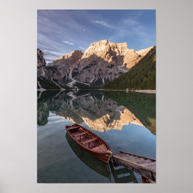 Poster Alps de Dolomite | Pragser Wildsee | Tirol, Itália (Frente)