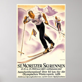 Poster Alps Mountain Cross-country Ski Saint Moritz