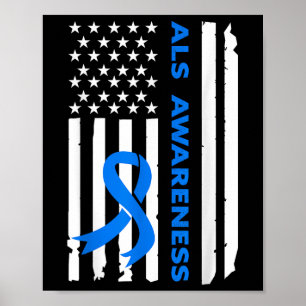 Poster Als Consciência Blue Ribbon Flag American Flag