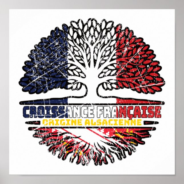 Poster Alsace Alsaciana French France Tree Roots Flag (Frente)