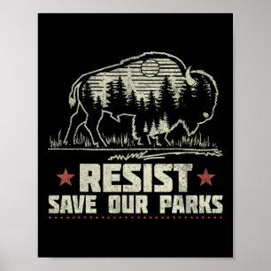 Poster Alt Us National Park Resist Service Bison Buffalo