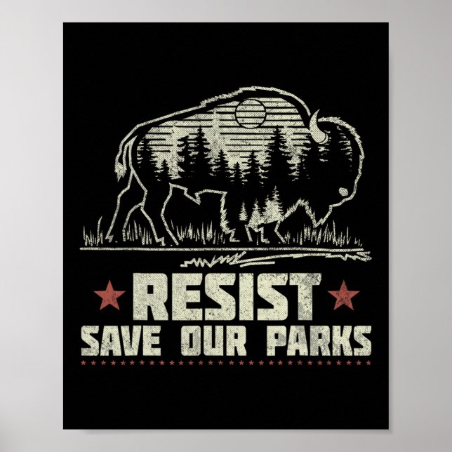 Poster Alt Us National Park Resist Service Bison Buffalo (Frente)