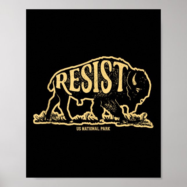 Poster Alt Us National Park Resist Service Bison Buffalo (Frente)