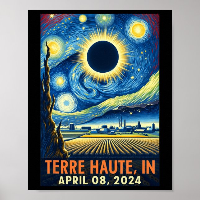Poster Alta Indiana Total Eclipse Solar 2024 Starry Nigh (Frente)