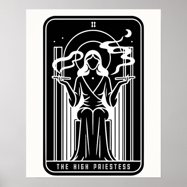 Poster Alta Sacerdotisa do Tarot Feminina Fumando Maconha (Frente)
