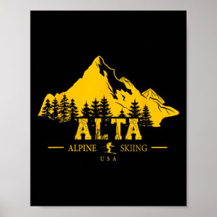 Poster Alta Utah Usa Ski Resort Alpina Skiing Wasatch Mou