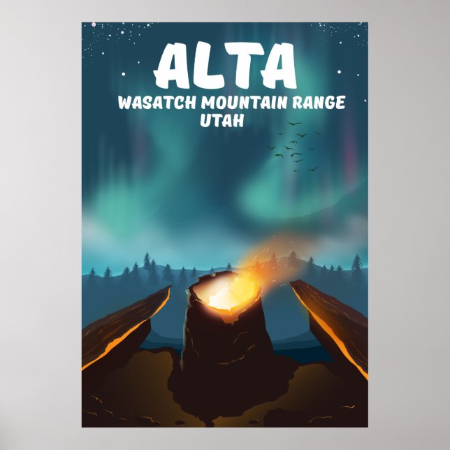 Poster Alta Wasatch Mountain Range Utah (Frente)
