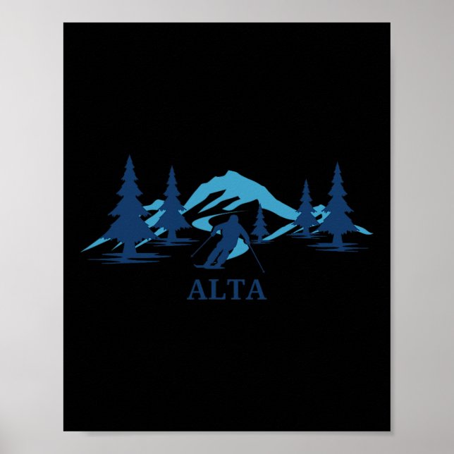 Poster Alta Wyoming Ski Resort Skiing Skiier (Frente)